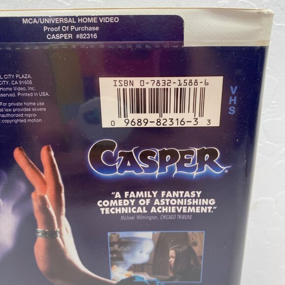 Vintage Casper VHS Tape Plastic Clamshell Case Bill Pullman Ricci Family film - Picture 4 of 10